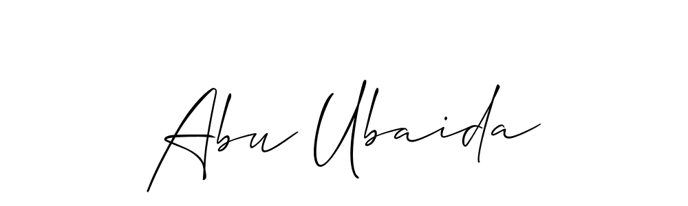 Use a signature maker to create a handwritten signature online. With this signature software, you can design (Allison_Script) your own signature for name Abu Ubaida. Abu Ubaida signature style 2 images and pictures png