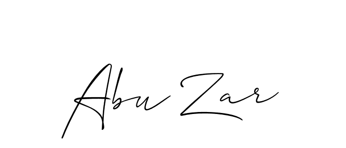 The best way (Allison_Script) to make a short signature is to pick only two or three words in your name. The name Abu Zar include a total of six letters. For converting this name. Abu Zar signature style 2 images and pictures png