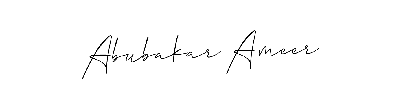 Design your own signature with our free online signature maker. With this signature software, you can create a handwritten (Allison_Script) signature for name Abubakar Ameer. Abubakar Ameer signature style 2 images and pictures png