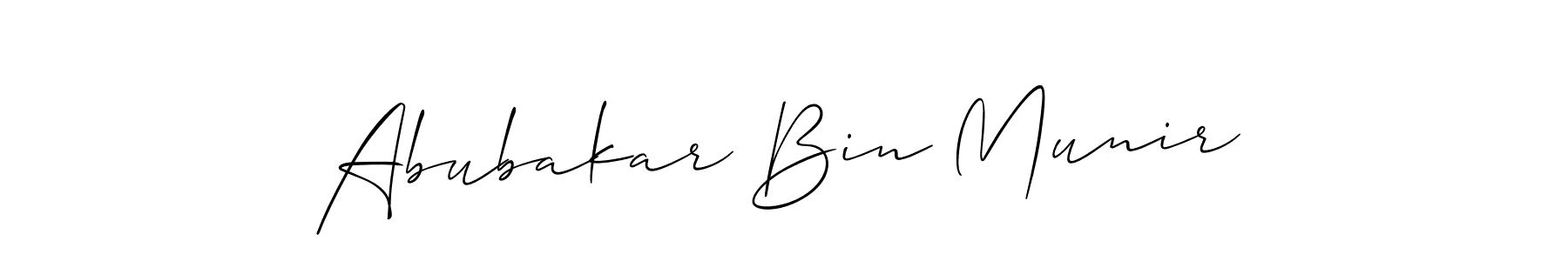 Abubakar Bin Munir stylish signature style. Best Handwritten Sign (Allison_Script) for my name. Handwritten Signature Collection Ideas for my name Abubakar Bin Munir. Abubakar Bin Munir signature style 2 images and pictures png