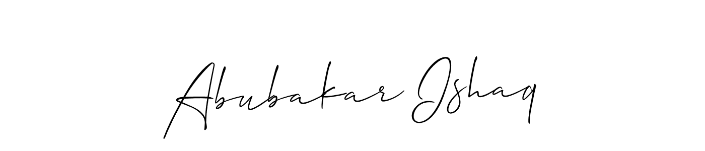 How to make Abubakar Ishaq name signature. Use Allison_Script style for creating short signs online. This is the latest handwritten sign. Abubakar Ishaq signature style 2 images and pictures png