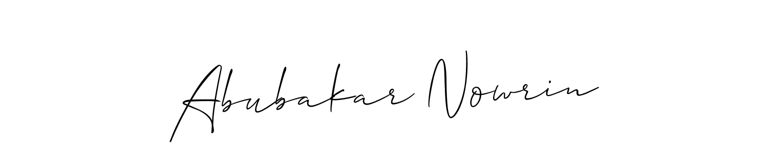 How to make Abubakar Nowrin name signature. Use Allison_Script style for creating short signs online. This is the latest handwritten sign. Abubakar Nowrin signature style 2 images and pictures png