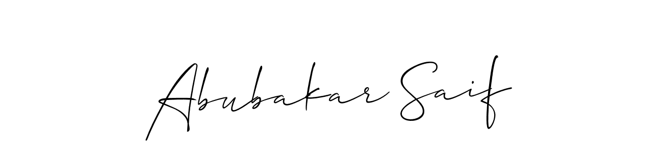 How to make Abubakar Saif name signature. Use Allison_Script style for creating short signs online. This is the latest handwritten sign. Abubakar Saif signature style 2 images and pictures png