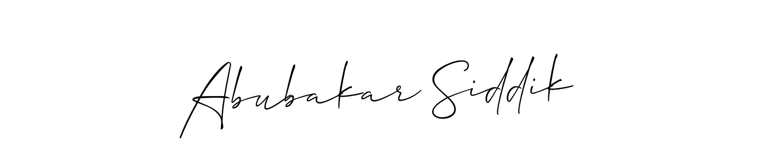 Use a signature maker to create a handwritten signature online. With this signature software, you can design (Allison_Script) your own signature for name Abubakar Siddik. Abubakar Siddik signature style 2 images and pictures png