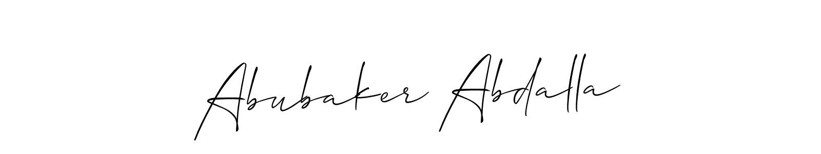 It looks lik you need a new signature style for name Abubaker Abdalla. Design unique handwritten (Allison_Script) signature with our free signature maker in just a few clicks. Abubaker Abdalla signature style 2 images and pictures png