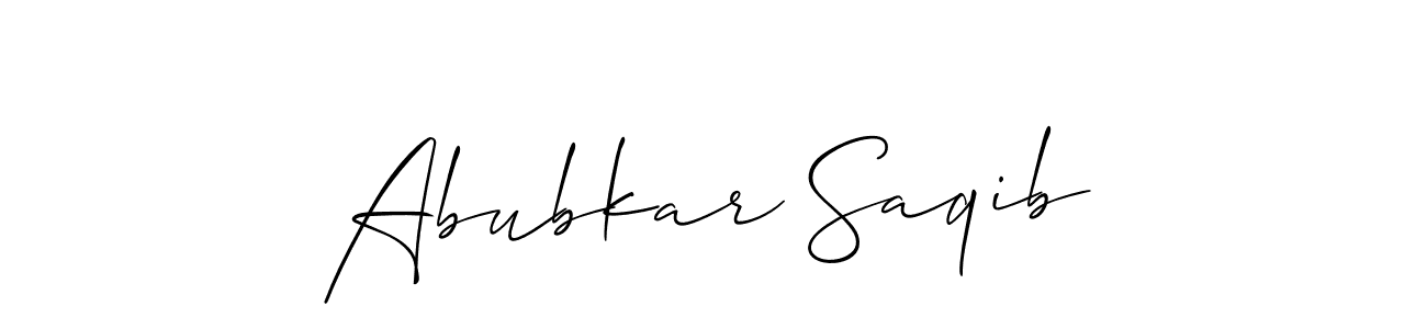 Use a signature maker to create a handwritten signature online. With this signature software, you can design (Allison_Script) your own signature for name Abubkar Saqib. Abubkar Saqib signature style 2 images and pictures png