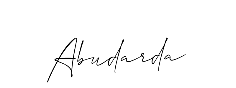 Use a signature maker to create a handwritten signature online. With this signature software, you can design (Allison_Script) your own signature for name Abudarda. Abudarda signature style 2 images and pictures png