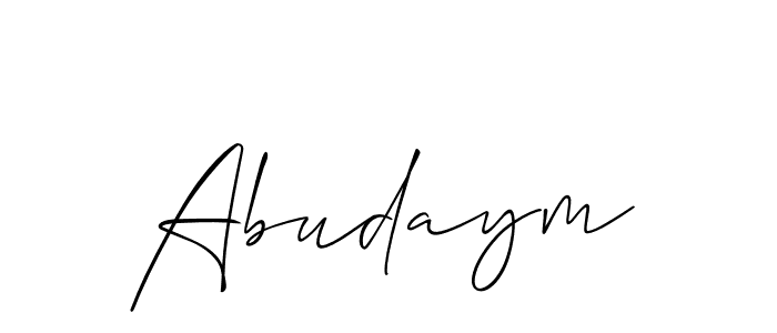 Also we have Abudaym name is the best signature style. Create professional handwritten signature collection using Allison_Script autograph style. Abudaym signature style 2 images and pictures png