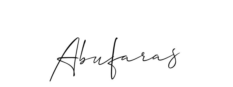 The best way (Allison_Script) to make a short signature is to pick only two or three words in your name. The name Abufaras include a total of six letters. For converting this name. Abufaras signature style 2 images and pictures png