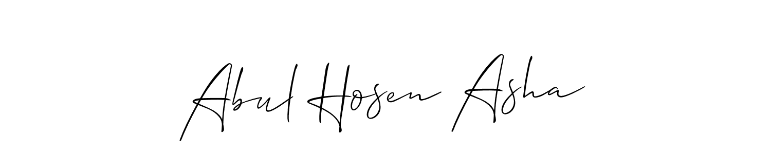 The best way (Allison_Script) to make a short signature is to pick only two or three words in your name. The name Abul Hosen Asha include a total of six letters. For converting this name. Abul Hosen Asha signature style 2 images and pictures png