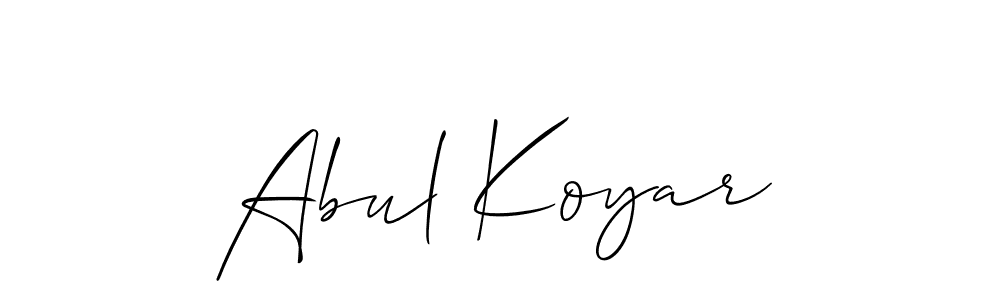Make a short Abul Koyar signature style. Manage your documents anywhere anytime using Allison_Script. Create and add eSignatures, submit forms, share and send files easily. Abul Koyar signature style 2 images and pictures png
