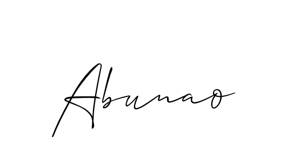 Make a short Abunao signature style. Manage your documents anywhere anytime using Allison_Script. Create and add eSignatures, submit forms, share and send files easily. Abunao signature style 2 images and pictures png