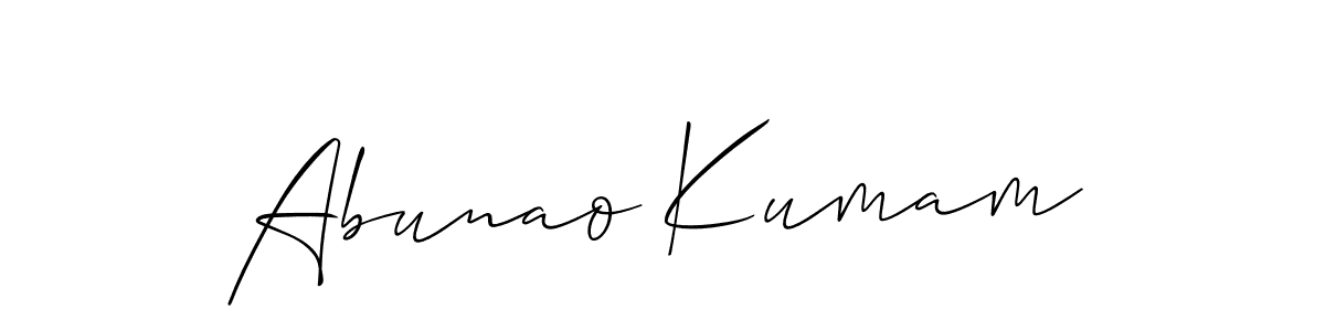 if you are searching for the best signature style for your name Abunao Kumam. so please give up your signature search. here we have designed multiple signature styles  using Allison_Script. Abunao Kumam signature style 2 images and pictures png