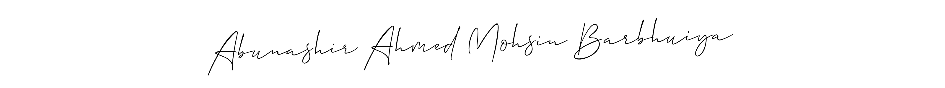 It looks lik you need a new signature style for name Abunashir Ahmed Mohsin Barbhuiya. Design unique handwritten (Allison_Script) signature with our free signature maker in just a few clicks. Abunashir Ahmed Mohsin Barbhuiya signature style 2 images and pictures png