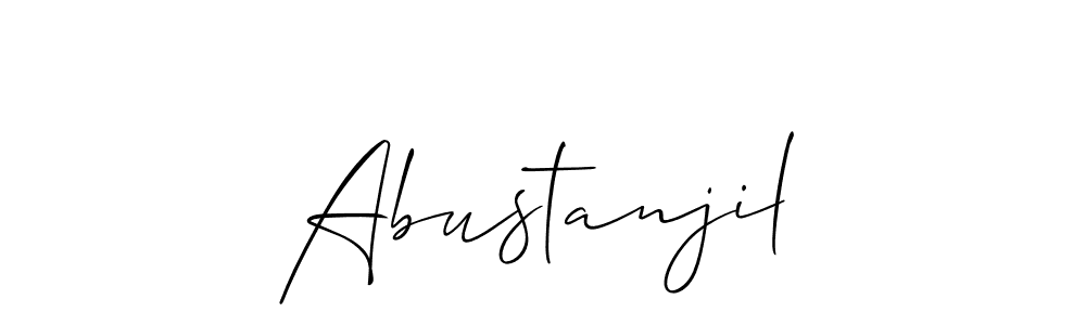 if you are searching for the best signature style for your name Abustanjil. so please give up your signature search. here we have designed multiple signature styles  using Allison_Script. Abustanjil signature style 2 images and pictures png