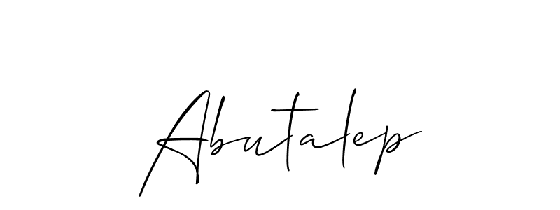 The best way (Allison_Script) to make a short signature is to pick only two or three words in your name. The name Abutalep include a total of six letters. For converting this name. Abutalep signature style 2 images and pictures png