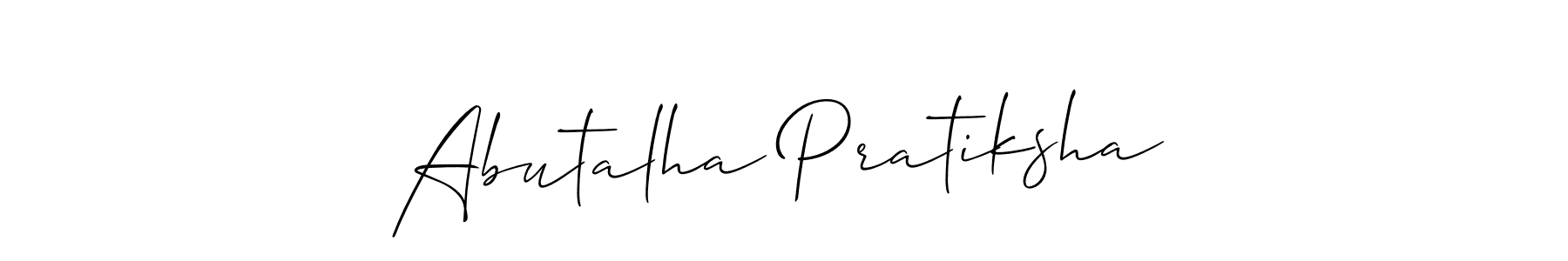 How to make Abutalha Pratiksha name signature. Use Allison_Script style for creating short signs online. This is the latest handwritten sign. Abutalha Pratiksha signature style 2 images and pictures png