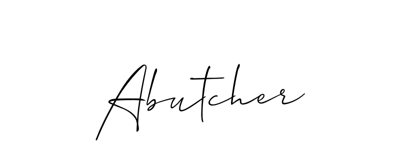 Also we have Abutcher name is the best signature style. Create professional handwritten signature collection using Allison_Script autograph style. Abutcher signature style 2 images and pictures png