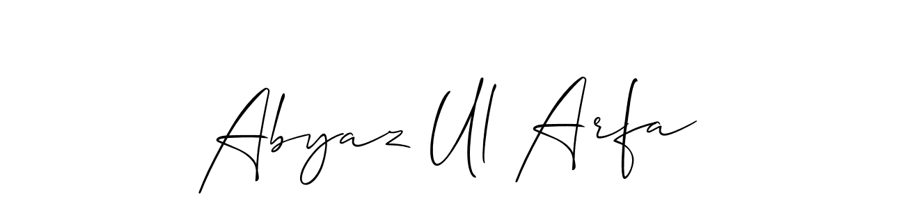 Make a short Abyaz Ul Arfa signature style. Manage your documents anywhere anytime using Allison_Script. Create and add eSignatures, submit forms, share and send files easily. Abyaz Ul Arfa signature style 2 images and pictures png