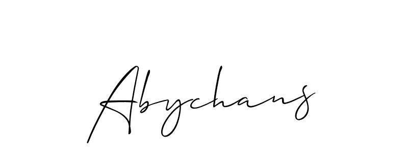 Use a signature maker to create a handwritten signature online. With this signature software, you can design (Allison_Script) your own signature for name Abychans. Abychans signature style 2 images and pictures png