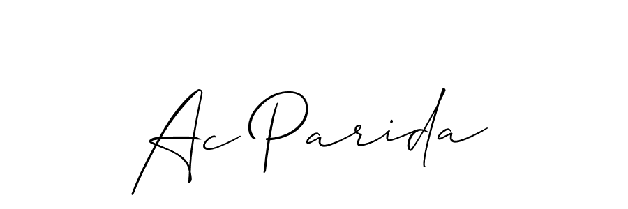 How to make Ac Parida name signature. Use Allison_Script style for creating short signs online. This is the latest handwritten sign. Ac Parida signature style 2 images and pictures png