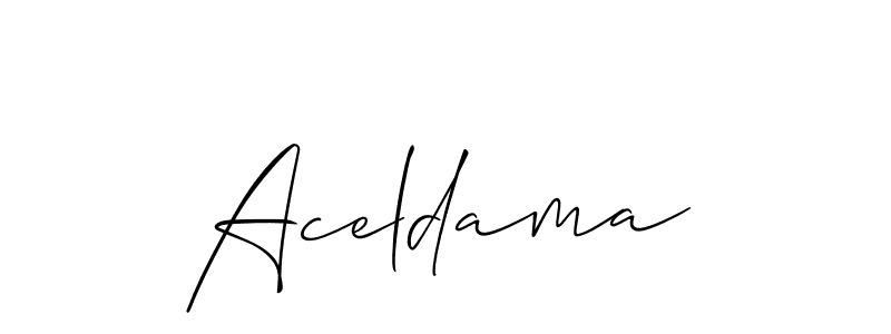 Also You can easily find your signature by using the search form. We will create Aceldama name handwritten signature images for you free of cost using Allison_Script sign style. Aceldama signature style 2 images and pictures png