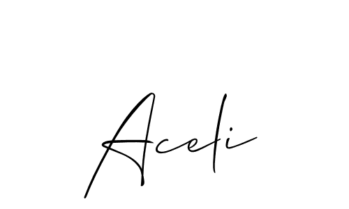 The best way (Allison_Script) to make a short signature is to pick only two or three words in your name. The name Aceli include a total of six letters. For converting this name. Aceli signature style 2 images and pictures png