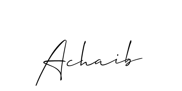 Use a signature maker to create a handwritten signature online. With this signature software, you can design (Allison_Script) your own signature for name Achaib. Achaib signature style 2 images and pictures png