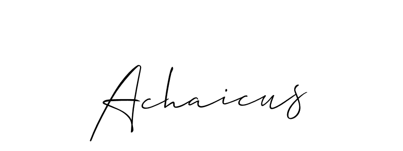 Design your own signature with our free online signature maker. With this signature software, you can create a handwritten (Allison_Script) signature for name Achaicus. Achaicus signature style 2 images and pictures png