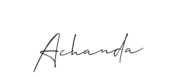 Create a beautiful signature design for name Achanda. With this signature (Allison_Script) fonts, you can make a handwritten signature for free. Achanda signature style 2 images and pictures png