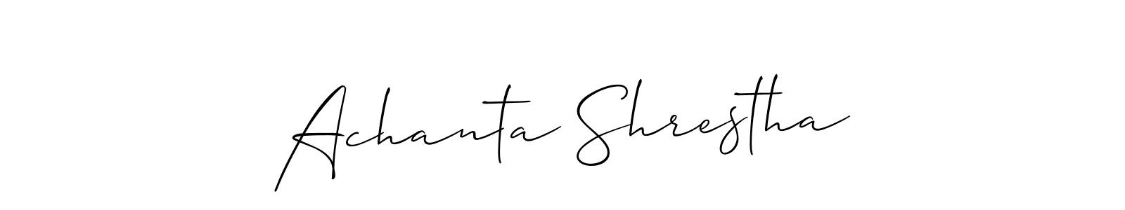 Use a signature maker to create a handwritten signature online. With this signature software, you can design (Allison_Script) your own signature for name Achanta Shrestha. Achanta Shrestha signature style 2 images and pictures png