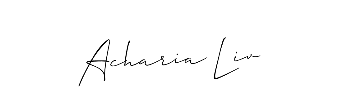 if you are searching for the best signature style for your name Acharia Liv. so please give up your signature search. here we have designed multiple signature styles  using Allison_Script. Acharia Liv signature style 2 images and pictures png