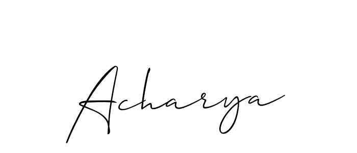 Use a signature maker to create a handwritten signature online. With this signature software, you can design (Allison_Script) your own signature for name Acharya. Acharya signature style 2 images and pictures png