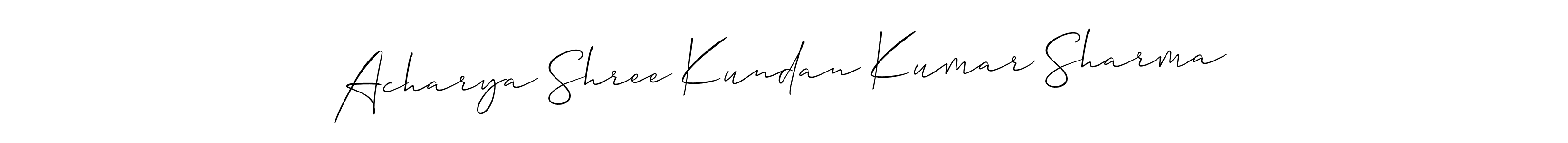 Similarly Allison_Script is the best handwritten signature design. Signature creator online .You can use it as an online autograph creator for name Acharya Shree Kundan Kumar Sharma. Acharya Shree Kundan Kumar Sharma signature style 2 images and pictures png