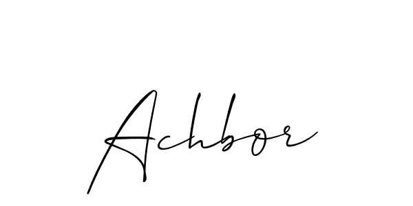 How to make Achbor signature? Allison_Script is a professional autograph style. Create handwritten signature for Achbor name. Achbor signature style 2 images and pictures png