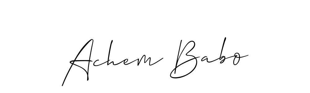 The best way (Allison_Script) to make a short signature is to pick only two or three words in your name. The name Achem Babo include a total of six letters. For converting this name. Achem Babo signature style 2 images and pictures png