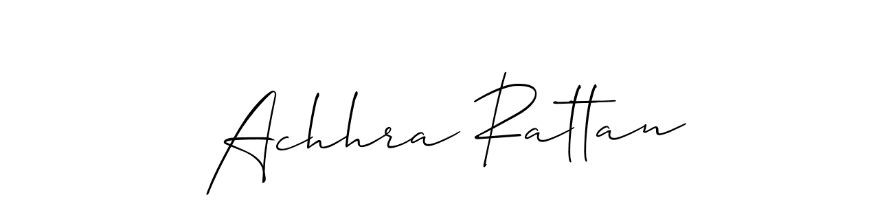 Use a signature maker to create a handwritten signature online. With this signature software, you can design (Allison_Script) your own signature for name Achhra Rattan. Achhra Rattan signature style 2 images and pictures png