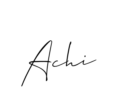 Use a signature maker to create a handwritten signature online. With this signature software, you can design (Allison_Script) your own signature for name Achi. Achi signature style 2 images and pictures png