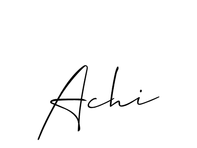 Use a signature maker to create a handwritten signature online. With this signature software, you can design (Allison_Script) your own signature for name Achi. Achi signature style 2 images and pictures png