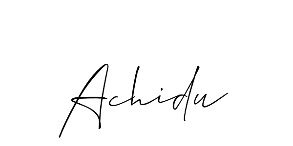 It looks lik you need a new signature style for name Achidu. Design unique handwritten (Allison_Script) signature with our free signature maker in just a few clicks. Achidu signature style 2 images and pictures png