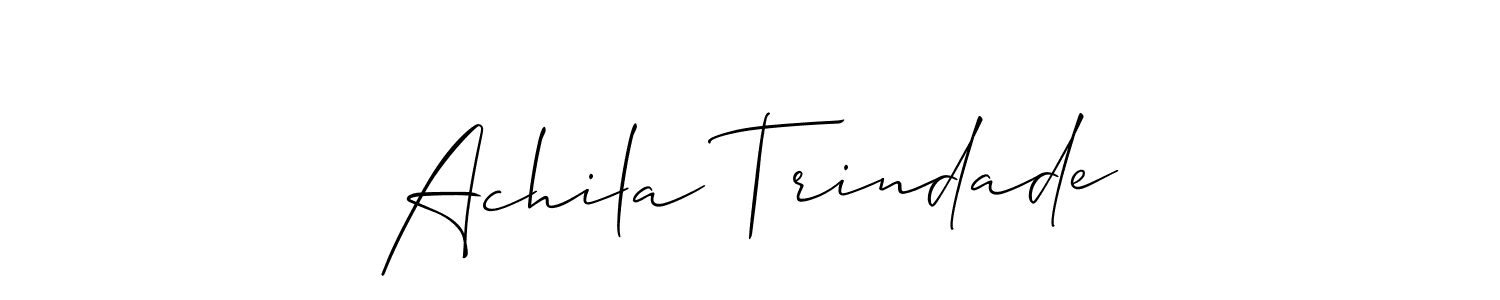 It looks lik you need a new signature style for name Achila Trindade. Design unique handwritten (Allison_Script) signature with our free signature maker in just a few clicks. Achila Trindade signature style 2 images and pictures png