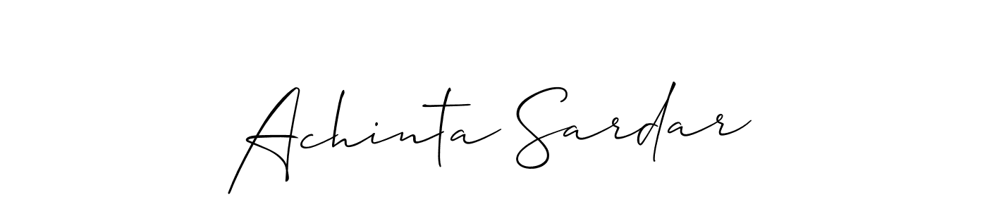 The best way (Allison_Script) to make a short signature is to pick only two or three words in your name. The name Achinta Sardar include a total of six letters. For converting this name. Achinta Sardar signature style 2 images and pictures png