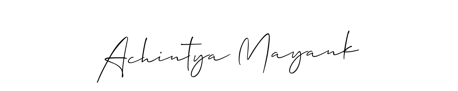 Allison_Script is a professional signature style that is perfect for those who want to add a touch of class to their signature. It is also a great choice for those who want to make their signature more unique. Get Achintya Mayank name to fancy signature for free. Achintya Mayank signature style 2 images and pictures png