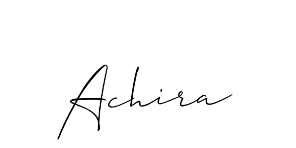 The best way (Allison_Script) to make a short signature is to pick only two or three words in your name. The name Achira include a total of six letters. For converting this name. Achira signature style 2 images and pictures png