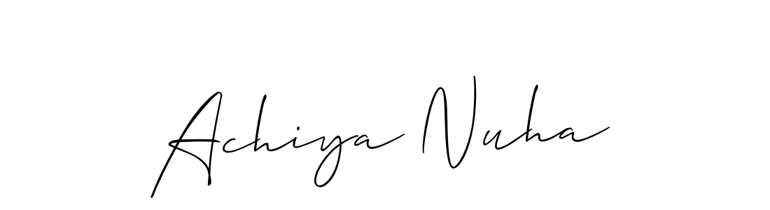 It looks lik you need a new signature style for name Achiya Nuha. Design unique handwritten (Allison_Script) signature with our free signature maker in just a few clicks. Achiya Nuha signature style 2 images and pictures png