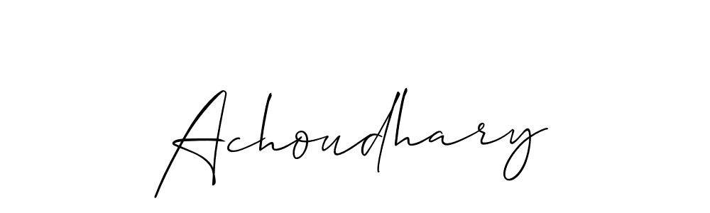 Use a signature maker to create a handwritten signature online. With this signature software, you can design (Allison_Script) your own signature for name Achoudhary. Achoudhary signature style 2 images and pictures png