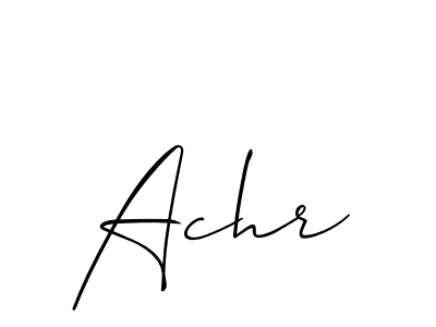 Design your own signature with our free online signature maker. With this signature software, you can create a handwritten (Allison_Script) signature for name Achr. Achr signature style 2 images and pictures png