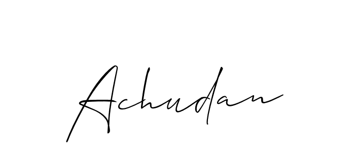 How to Draw Achudan signature style? Allison_Script is a latest design signature styles for name Achudan. Achudan signature style 2 images and pictures png