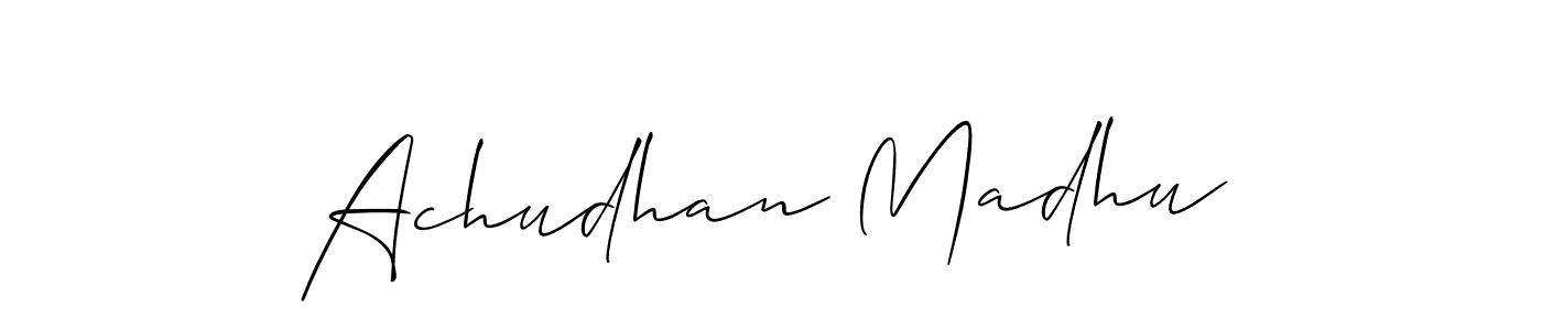 How to make Achudhan Madhu signature? Allison_Script is a professional autograph style. Create handwritten signature for Achudhan Madhu name. Achudhan Madhu signature style 2 images and pictures png