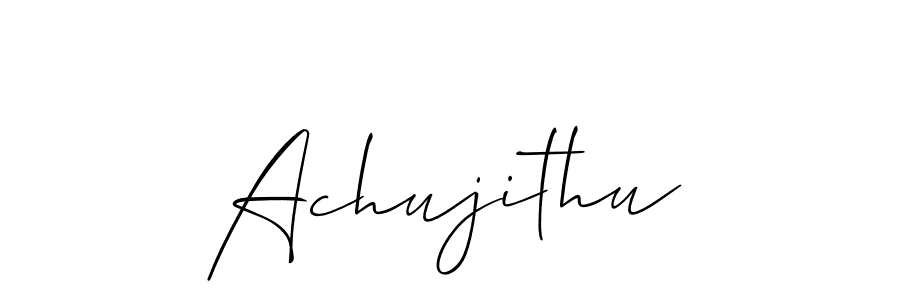 Use a signature maker to create a handwritten signature online. With this signature software, you can design (Allison_Script) your own signature for name Achujithu. Achujithu signature style 2 images and pictures png